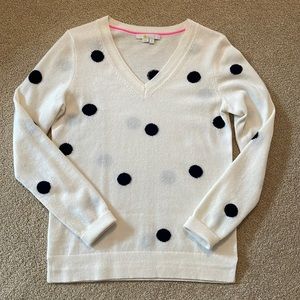 Boden cashmere polka dot v neck sweater size S.